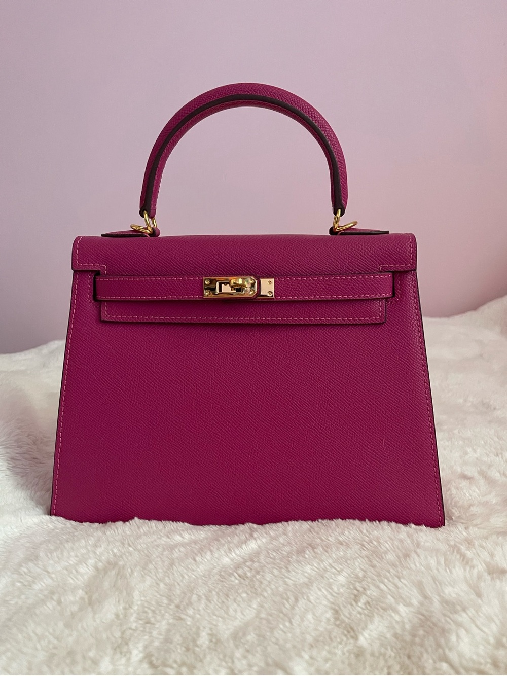 Elegant Fuchsia Top-Handle Women’s kelly style Bag